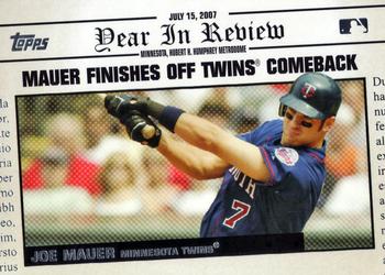 2008 Topps - Year in Review #YR105 Joe Mauer Front
