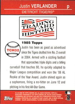 2008 Topps - Trading Card History #TCH32 Justin Verlander Back