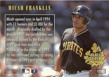 1996 Ultra - Golden Prospects (Series One) #5 Micah Franklin Back