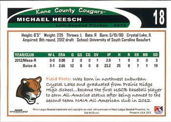 2013 Grandstand Kane County Cougars #16 Michael Heesch Back