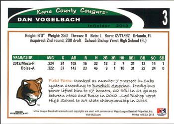 2013 Grandstand Kane County Cougars #32 Dan Vogelbach Back