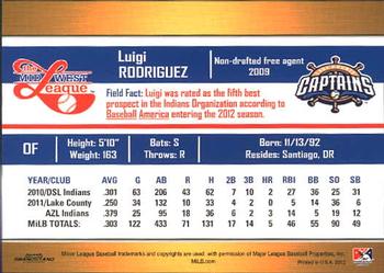 2012 Grandstand Midwest League Top Prospects #NNO Luigi Rodriguez Back