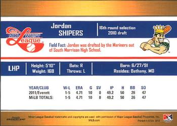2012 Grandstand Midwest League Top Prospects #NNO Jordan Shipers Back