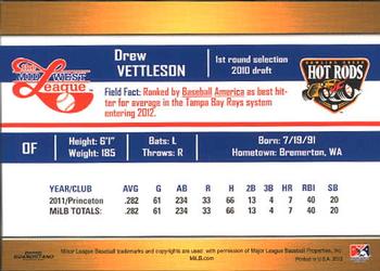 2012 Grandstand Midwest League Top Prospects #NNO Drew Vettleson Back