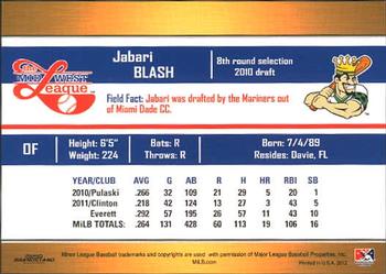 2012 Grandstand Midwest League Top Prospects #NNO Jabari Blash Back