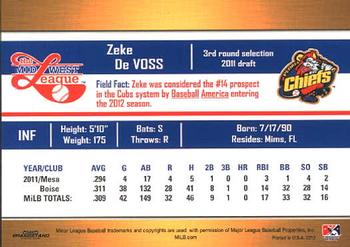 2012 Grandstand Midwest League Top Prospects #NNO Zeke DeVoss Back