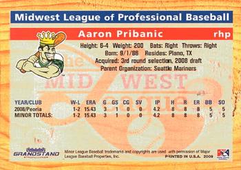 2009 Grandstand Midwest League Top Prospects #NNO Aaron Pribanic Back