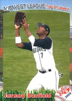 2009 Grandstand Midwest League Top Prospects #NNO Jeremy Barfield Front