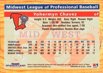 2009 Grandstand Midwest League Top Prospects #NNO Yohermyn Chavez Back