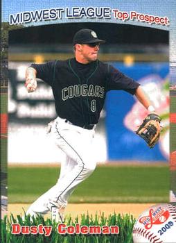 2009 Grandstand Midwest League Top Prospects #NNO Dusty Coleman Front