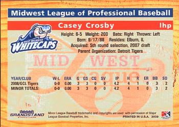 2009 Grandstand Midwest League Top Prospects #NNO Casey Crosby Back