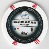 2013 Topps MLB Chipz #NNO Clayton Kershaw Back