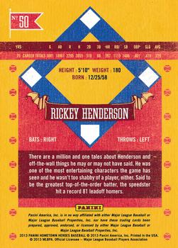 2013 Panini Hometown Heroes #50 Rickey Henderson Back