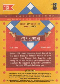 2013 Panini Hometown Heroes #15 Ryan Howard Back