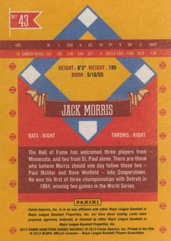 2013 Panini Hometown Heroes #43 Jack Morris Back