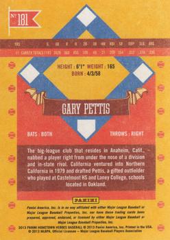 2013 Panini Hometown Heroes #181 Gary Pettis Back