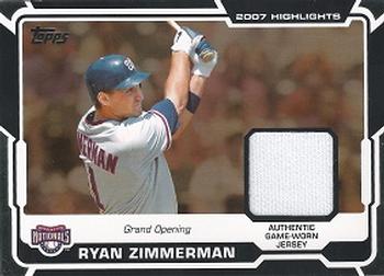 2008 Topps - 2007 Highlights Relics #HR-RZ Ryan Zimmerman Front
