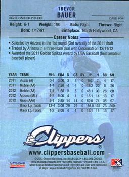 2013 Choice Columbus Clippers #4 Trevor Bauer Back