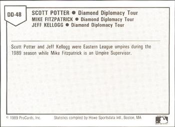 1989 ProCards Eastern League Diamond Diplomacy #DD48 Scott Potter / Mike Fitzpatrick / Jeff Kellogg Back
