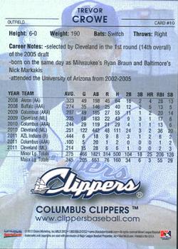 2012 Choice Columbus Clippers #10 Trevor Crowe Back