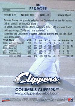 2012 Choice Columbus Clippers #13 Tim Fedroff Back