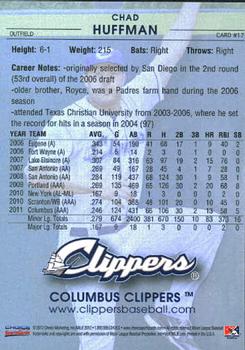 2012 Choice Columbus Clippers #17 Chad Huffman Back