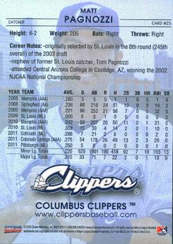 2012 Choice Columbus Clippers #25 Matt Pagnozzi Back
