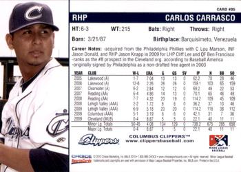 2010 Choice Columbus Clippers #05 Carlos Carrasco Back
