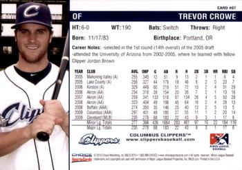 2010 Choice Columbus Clippers #07 Trevor Crowe Back