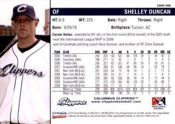 2010 Choice Columbus Clippers #9 Shelley Duncan Back