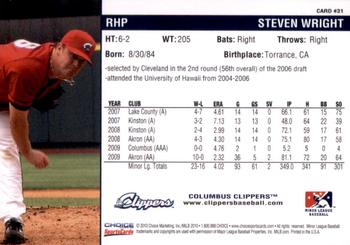 2010 Choice Columbus Clippers #31 Steven Wright Back