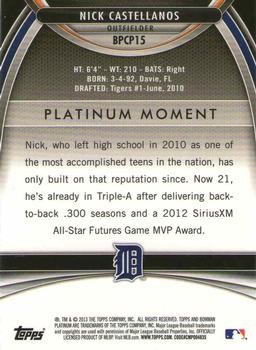 2013 Bowman Platinum - Chrome Prospects Purple Refractors #BPCP15 Nick Castellanos Back