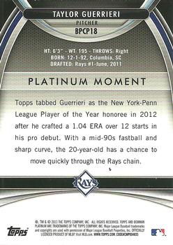 2013 Bowman Platinum - Chrome Prospects Purple Refractors #BPCP18 Taylor Guerrieri Back