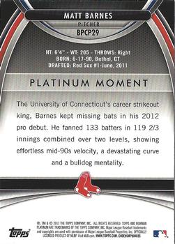 2013 Bowman Platinum - Chrome Prospects Purple Refractors #BPCP29 Matt Barnes Back