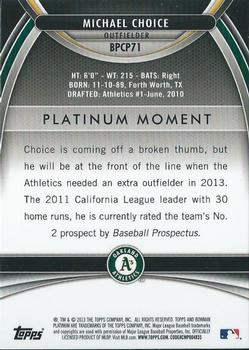 2013 Bowman Platinum - Chrome Prospects Refractors #BPCP71 Michael Choice Back