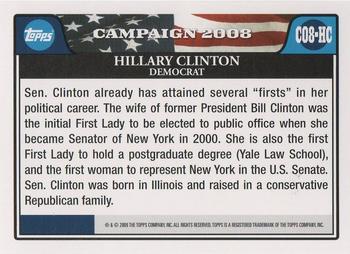 2008 Topps - Campaign 2008 #C08-HC Hillary Clinton Back