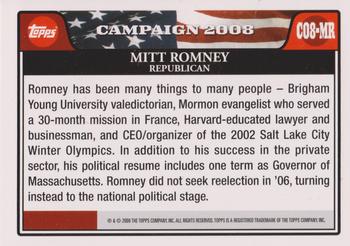 2008 Topps - Campaign 2008 #C08-MR Mitt Romney Back