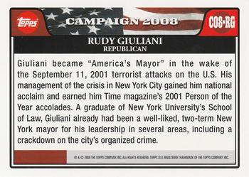2008 Topps - Campaign 2008 #C08-RG Rudy Giuliani Back
