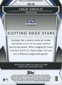 2013 Bowman Platinum - Cutting Edge Stars #CES-CG Carlos Gonzalez Back