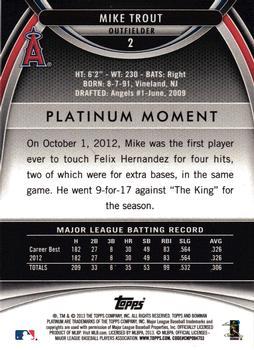2013 Bowman Platinum - Gold #2 Mike Trout Back