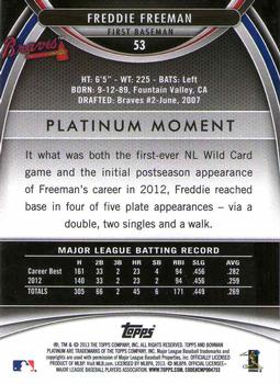 2013 Bowman Platinum - Gold #53 Freddie Freeman Back