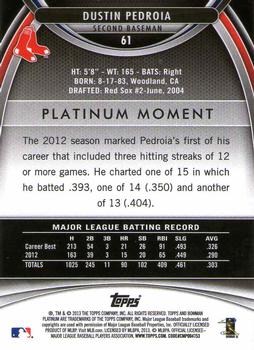 2013 Bowman Platinum - Gold #61 Dustin Pedroia Back