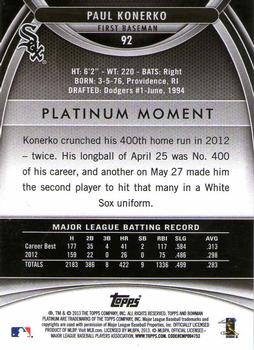 2013 Bowman Platinum - Gold #92 Paul Konerko Back