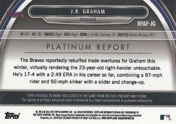 2013 Bowman Platinum - Prospect Autographs #BPAP-JG J.R. Graham Back
