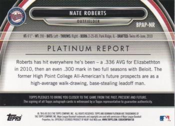 2013 Bowman Platinum - Prospect Autographs #BPAP-NR Nate Roberts Back
