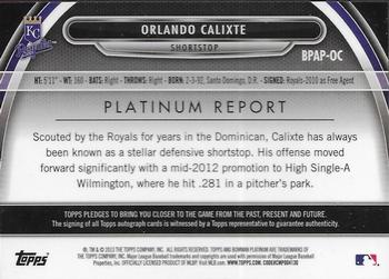 2013 Bowman Platinum - Prospect Autographs #BPAP-OC Orlando Calixte Back
