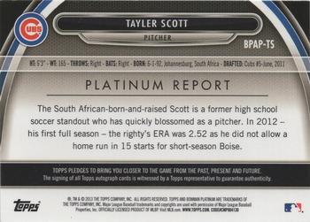 2013 Bowman Platinum - Prospect Autographs #BPAP-TS Tayler Scott Back
