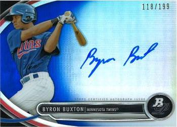 2013 Bowman Platinum - Prospect Autographs Blue Refractors #BPAP-BB Byron Buxton Front