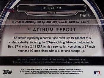2013 Bowman Platinum - Prospect Autographs Blue Refractors #BPAP-JG J.R. Graham Back