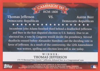 2008 Topps - Historical Campaign Match-Ups #HCM-1800 Thomas Jefferson / Aaron Burr Back